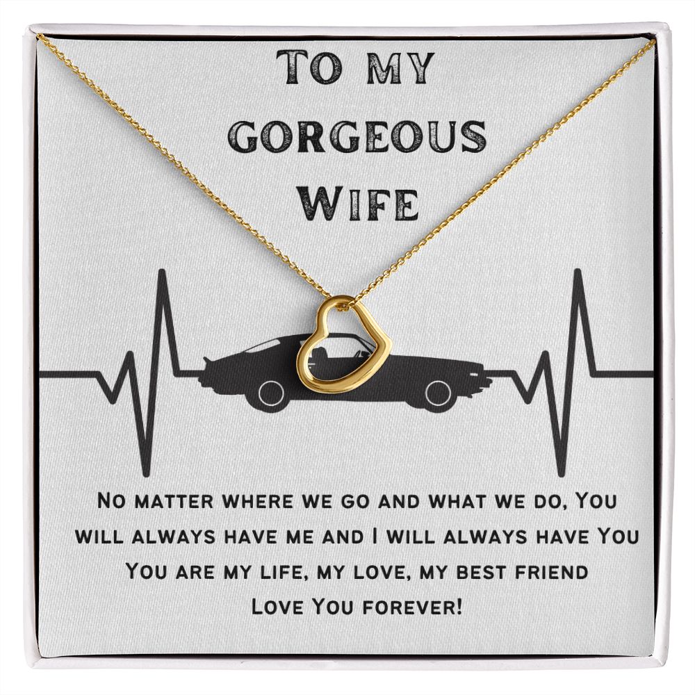 Gift To Wife - Delicate Heart Necklace - White & Yellow Gold Variants