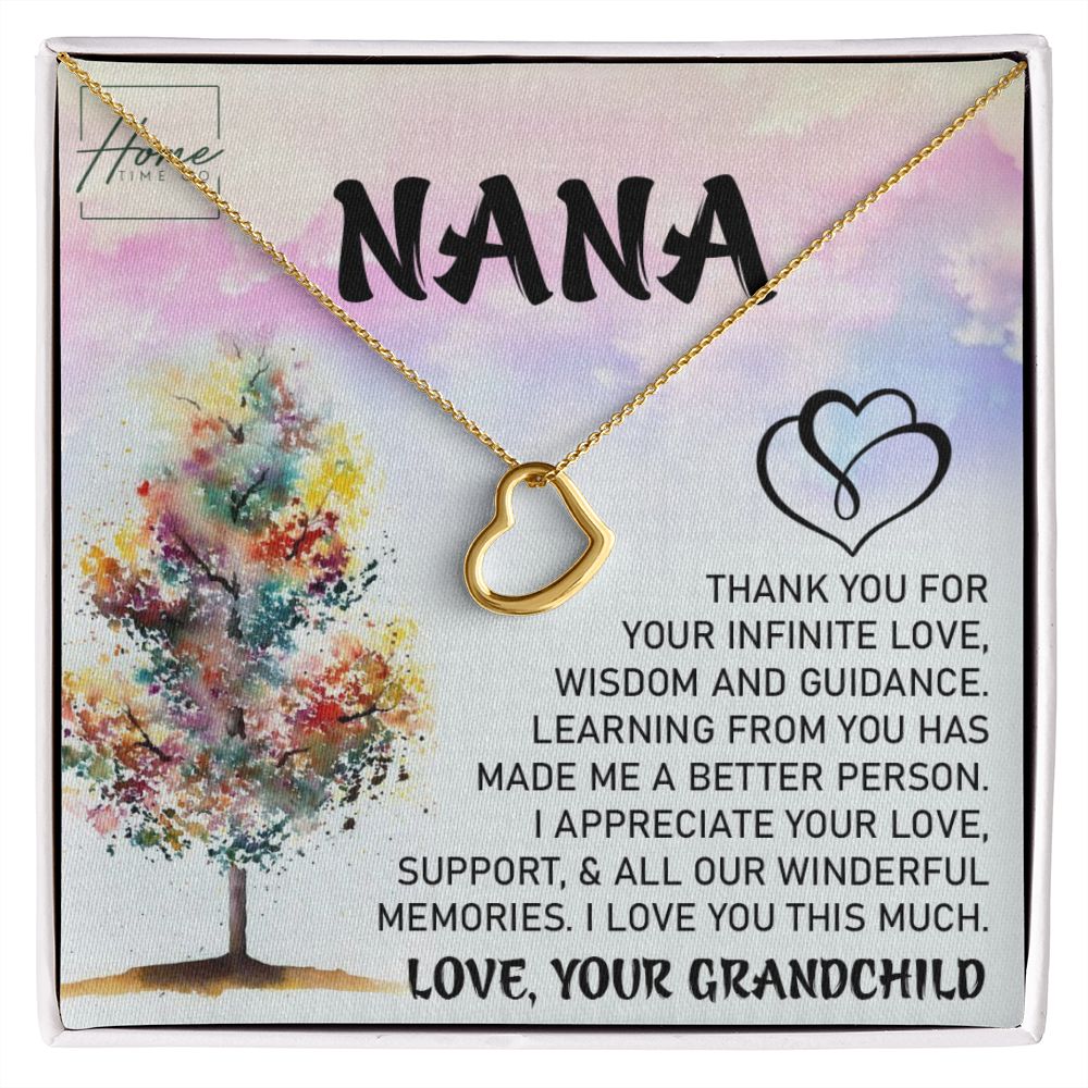 Gift For Grandma - Delicate Heart Necklace - White & Yellow Gold Variants