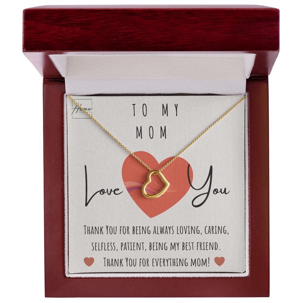Gift To Mum - Delicate Heart Necklace - White & Yellow Gold Variants
