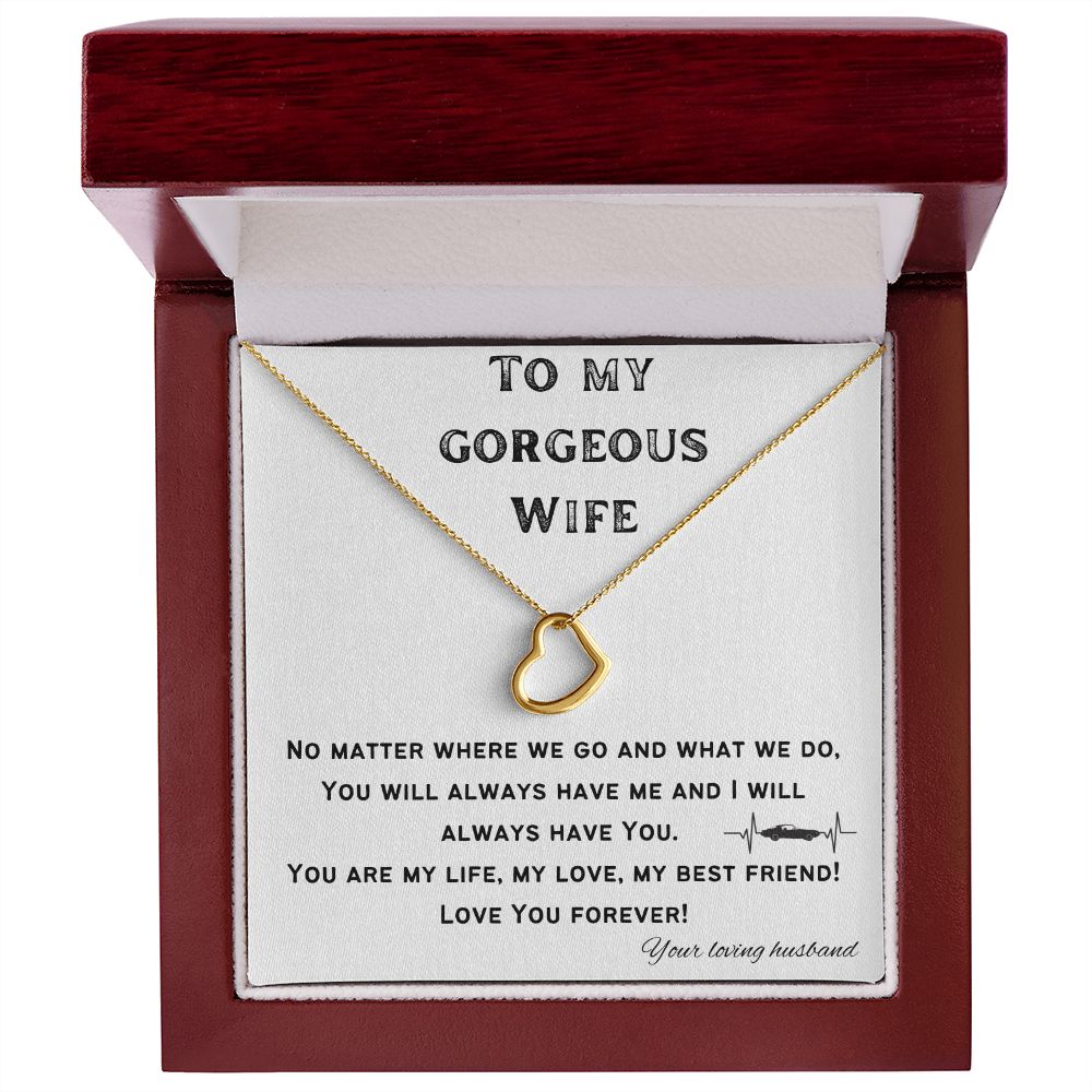 Gift For Wife - Delicate Heart Necklace - White Gold & Yellow Gold Variants