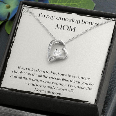 Gift For Bonus Mom - Forever Love Necklace - White & Yellow Gold Variants