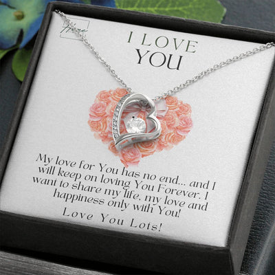 I Love You Gift - Gift For Her - Forever Love Necklace (White & Yellow Gold Finish)