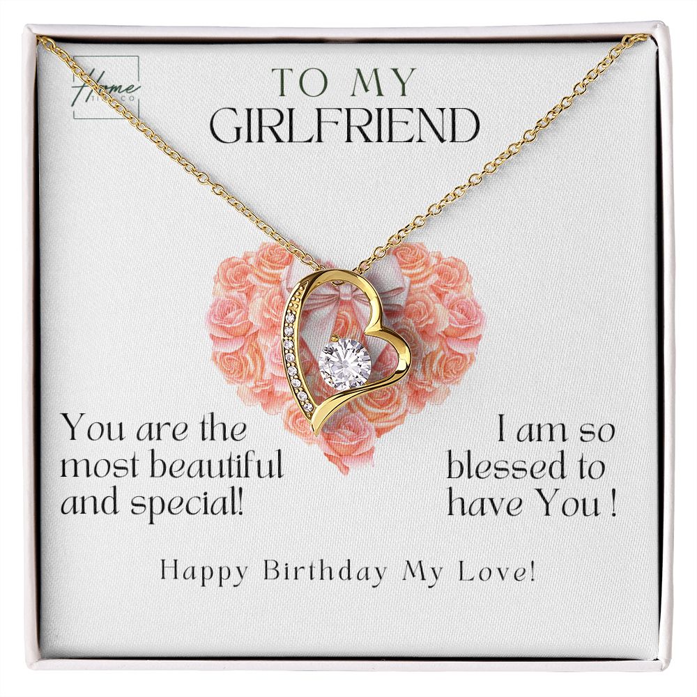 Gift To Girlfriend - Forever Love Necklace - White & Yellow Gold Finish