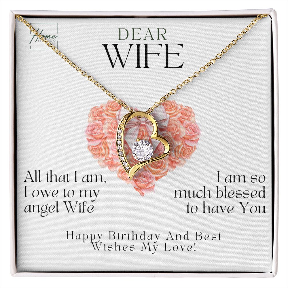 Birthday Gift To Wife - Forever Love Necklace - White & Yellow Gold Finish