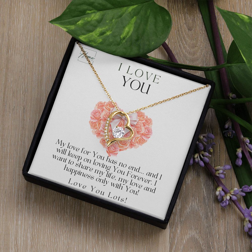 I Love You Gift - Gift For Her - Forever Love Necklace (White & Yellow Gold Finish)
