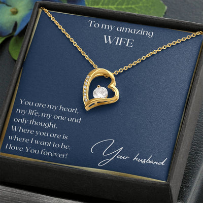 Gift For Wife - Forever Love Necklace - White & Yellow Gold Variants