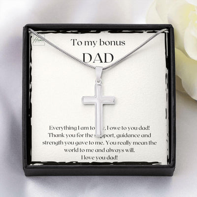 Gift For Bonus Dad - Stainless Cross Necklace