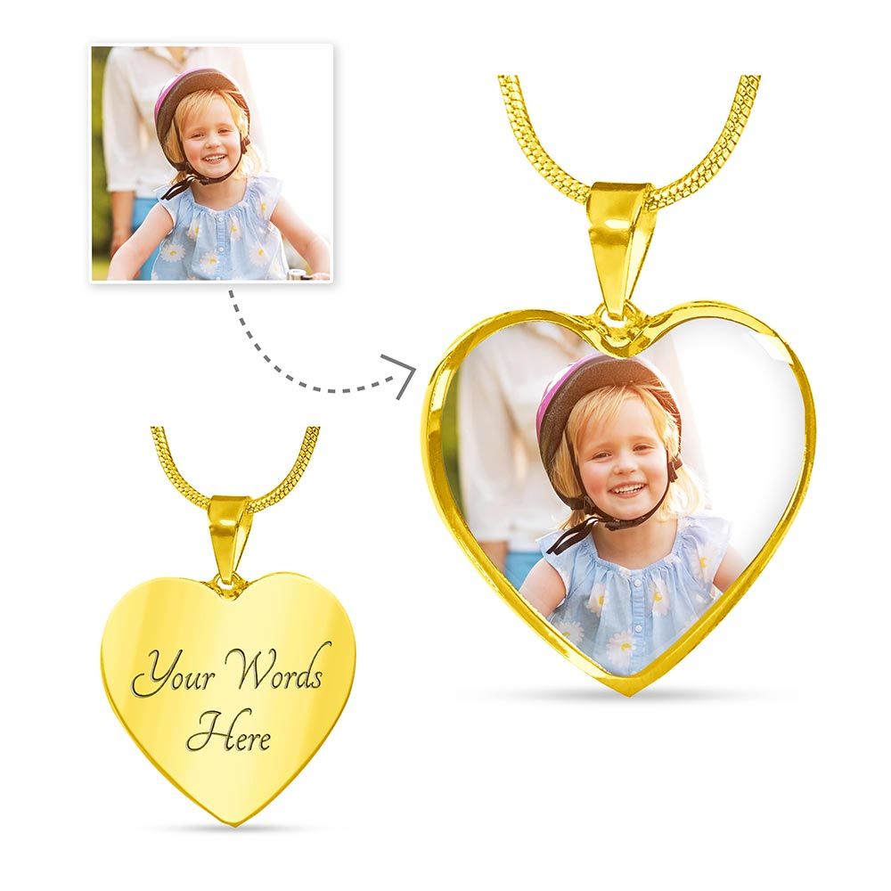 Necklace - Personalized Heart Gift With Photo Upload - Silver & Gold Variants