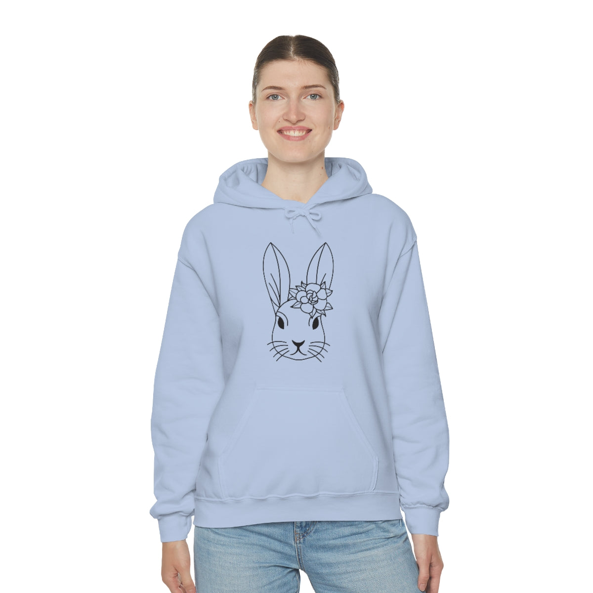 Bunny with flower - Hooded Sweatshirt