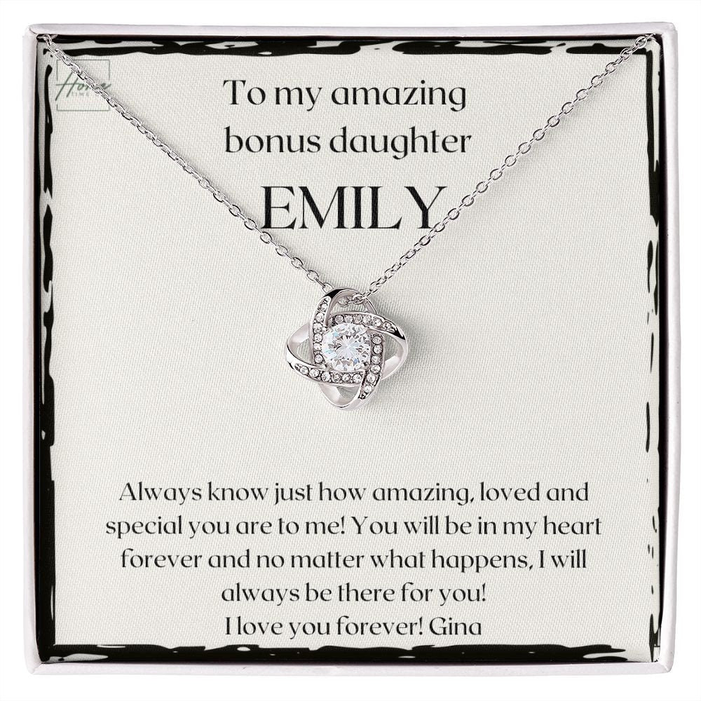 Gift For Bonus Daughter - Love Knot Necklace - To Emily