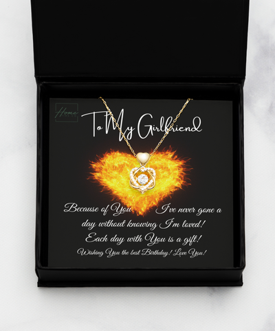 Gift To Girlfriend - Heart Knot Gold Necklace - Luxury Gift Box Choice
