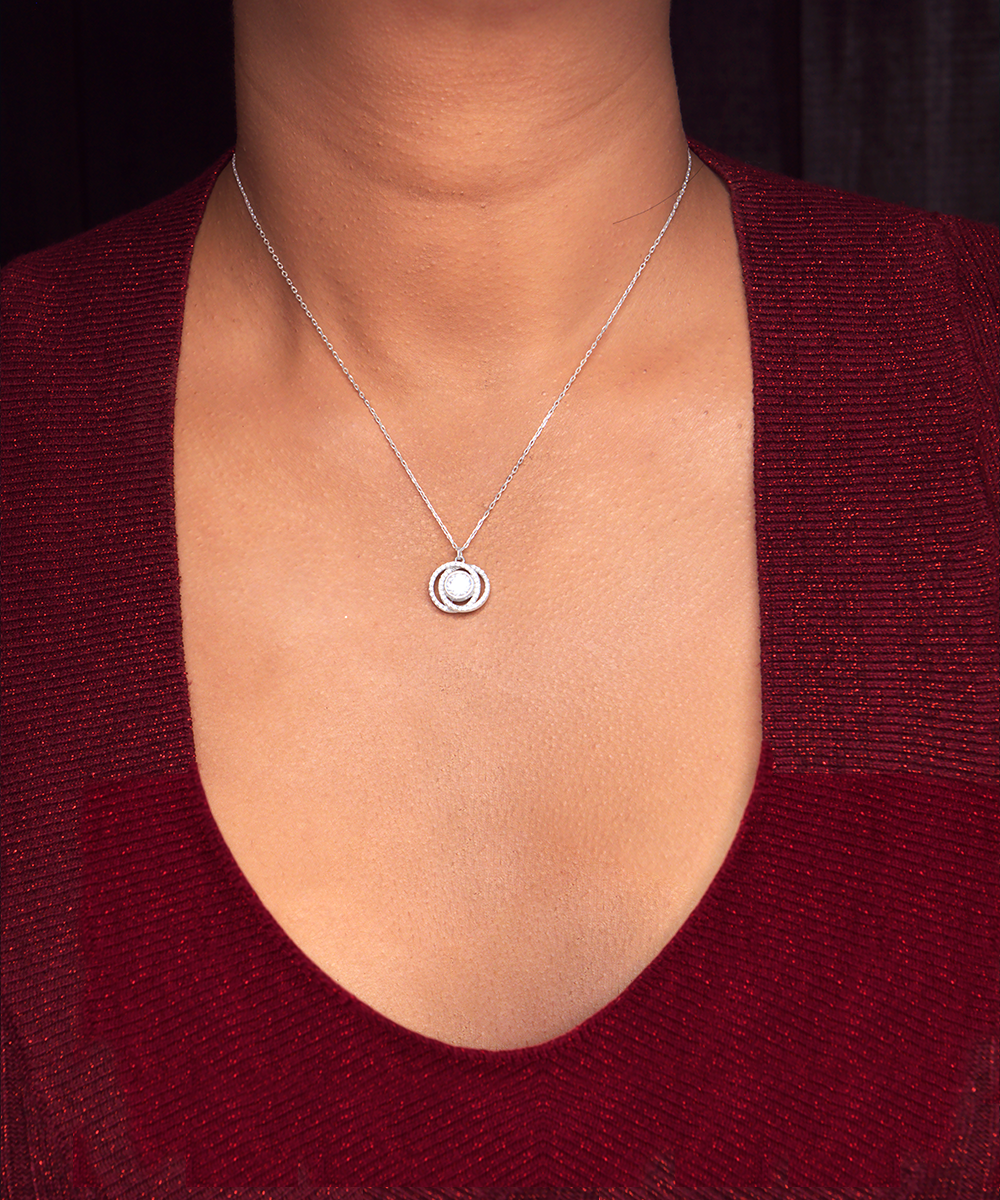 Double Circle Chrystal Necklace For Mom