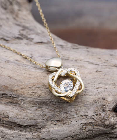 Gift To Girlfriend - Heart Knot Gold Necklace - Luxury Gift Box Choice